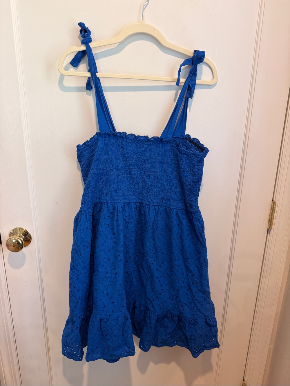 Blue Rain Cobalt Eyelet Tie-Shoulder Mini Dress